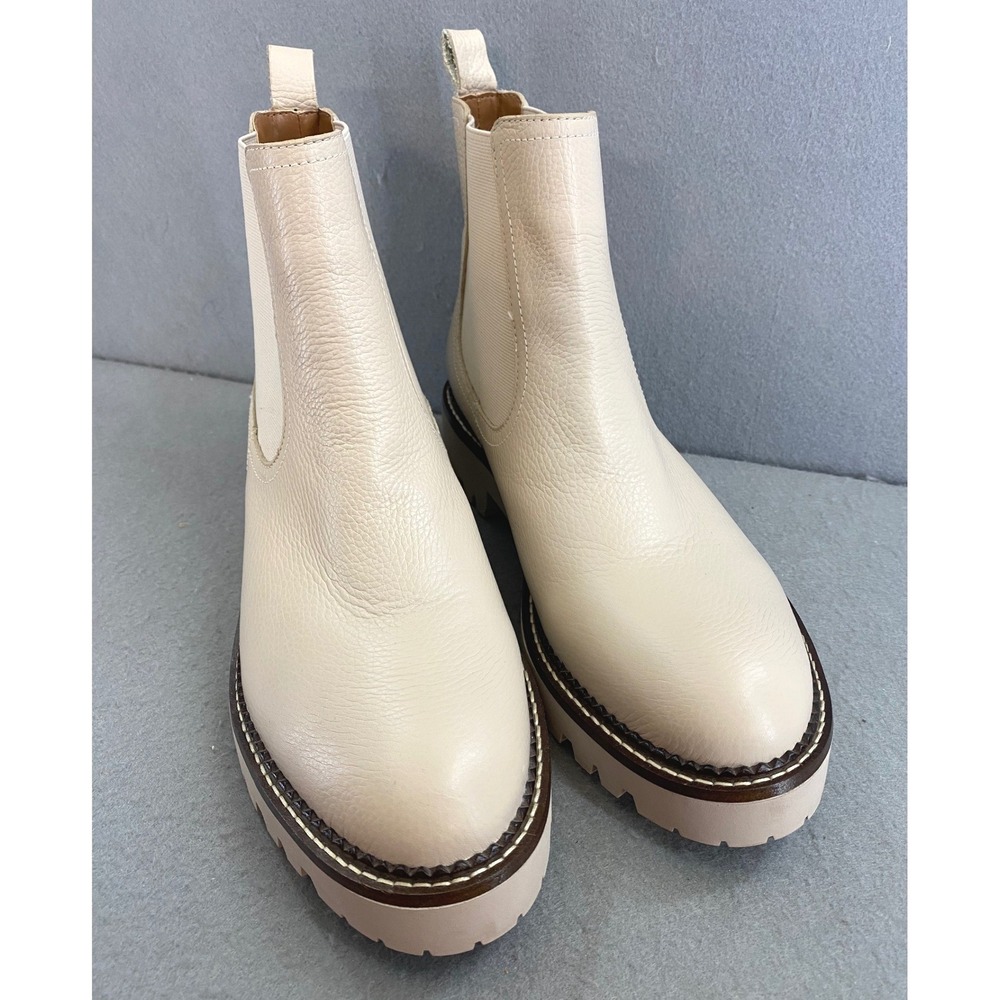 Caslon Miller Women's 10 Birch Pebbled Leather Water Resistant Lug Chelsea Boots